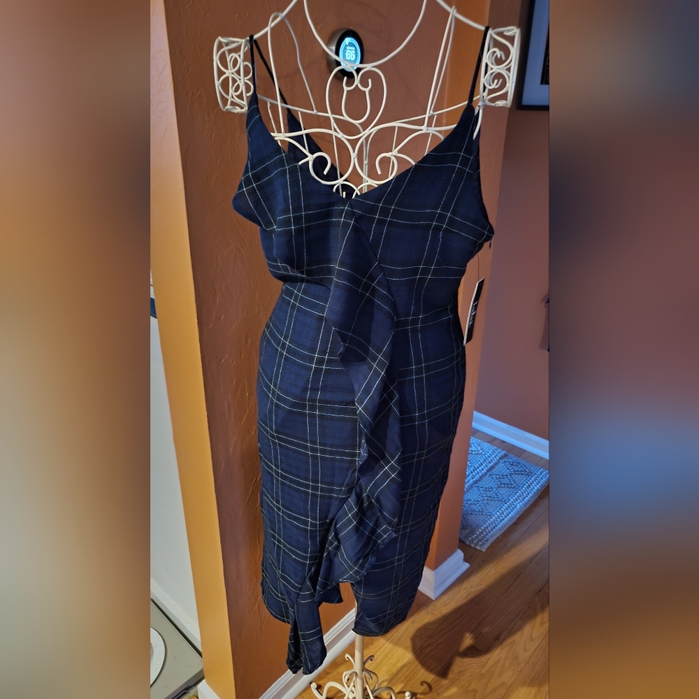 New with tags plaid asymmetrical dress